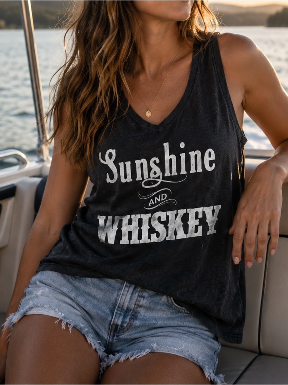 Sunshine and Whiskey Summer Shirt Size Small Oversized